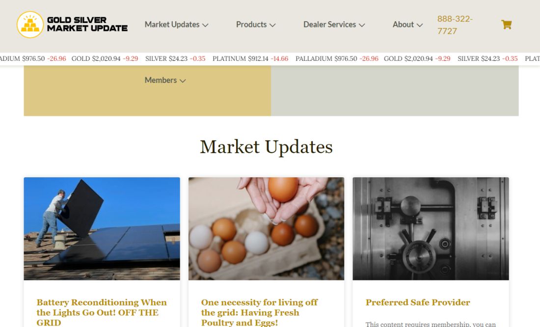 Gold Silver Market Update website