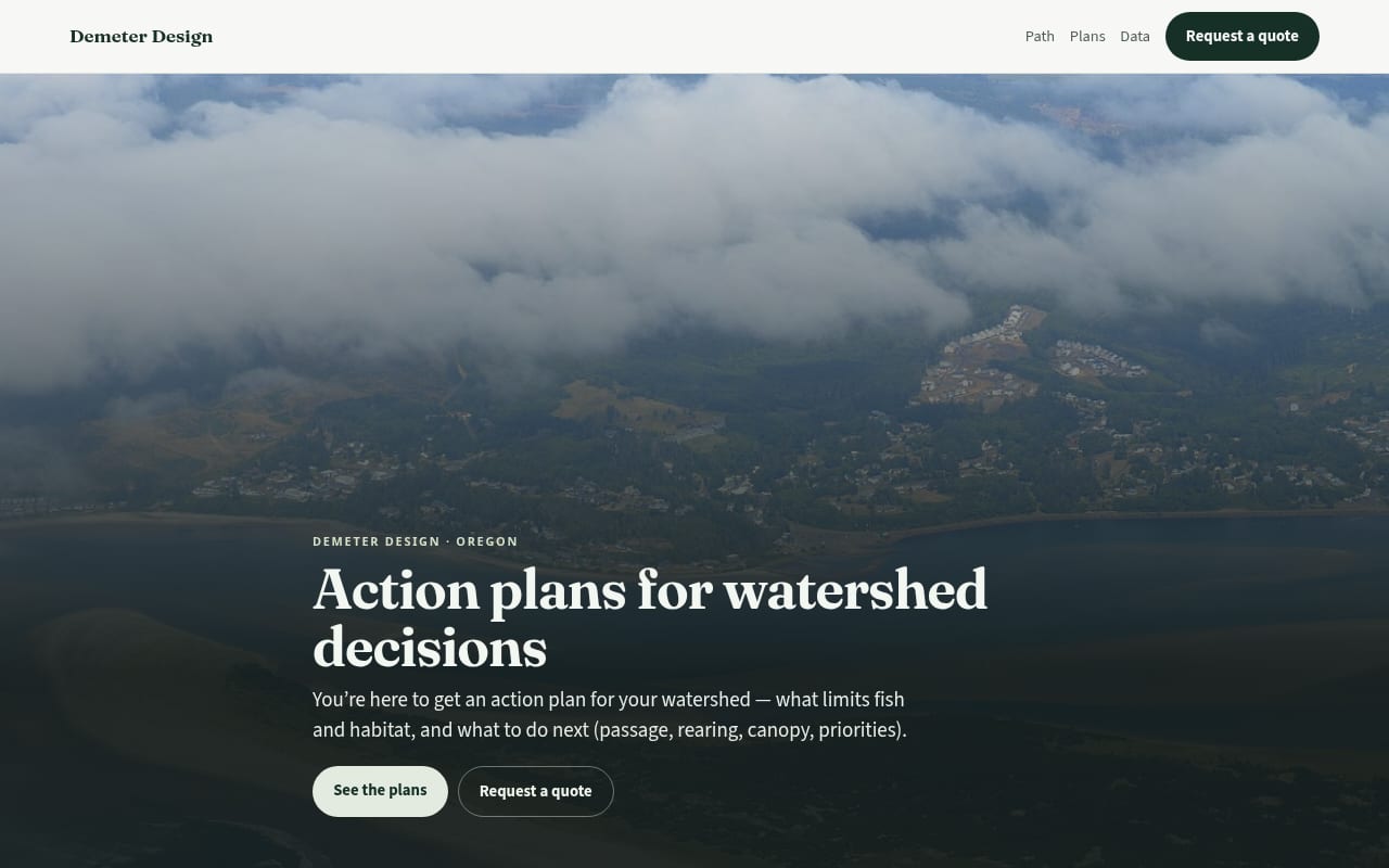 Watershed Demeter Design website